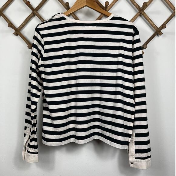 Avec Les Filles Blocked-Cuff T-Shirt in Black/Natural Canvas Size S - Picture 4 of 10